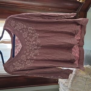 XL Sonoma embroidered mauve long sleeve shirt.  Beautiful for fall with no stain